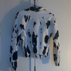 Champion Black and White Tie-Dye Cropped Hoodie